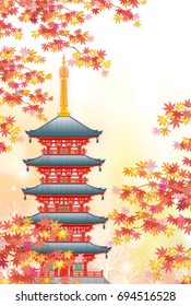 Five-storied pagoda in autumn