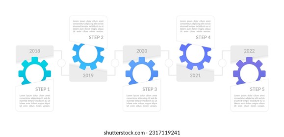 Five-year business plan infographic chart design template. Abstract infochart with editable contour. Instructional graphics with 5 step sequence. Visual data presentation. Lato Bold, Medium fonts used