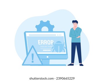 fix 404 error computer screen page with error trending concept flat illustration