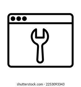 Fix app-Symbol-Linie einzeln auf weißem Hintergrund. Schwarze flache Ikone im modernen Umriss-Stil. Lineares Symbol und bearbeitbarer Strich. Einfache und Pixel perfekte Strich-Vektorgrafik