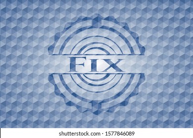 Fix blue emblem or badge with abstract geometric polygonal pattern background. Vector Illustration. Detailed.