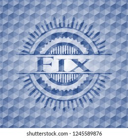 Fix blue emblem with geometric background.