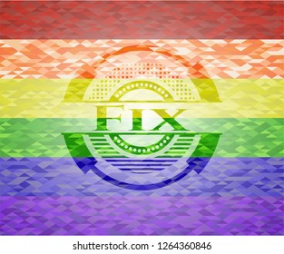 Fix emblem on mosaic background with the colors of the LGBT flag