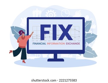 FIX - financial information exchange. acronym business concept. vector illustration concept with keywords and icons. lettering illustration with icons for web banner, flyer, landing page