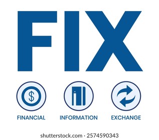 FIX - financial information exchange. acronym business concept. vector illustration concept with keywords and icons. lettering illustration with icons for web banner, flyer, landing page