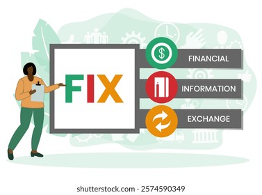 FIX - financial information exchange. acronym business concept. vector illustration concept with keywords and icons. lettering illustration with icons for web banner, flyer, landing page