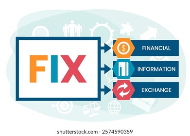 FIX - financial information exchange. acronym business concept. vector illustration concept with keywords and icons. lettering illustration with icons for web banner, flyer, landing page