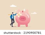 Fix financial problem, investment or saving impacted by crisis or inflation, bankruptcy, deposit or budget concept, poor cracked piggy bank with bandage metaphor of fixing problem.