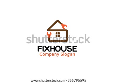 Fix House Wrench Logo Symbol Design Illustration