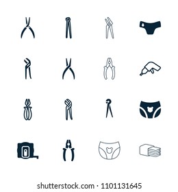 Fix icon. collection of 16 fix filled and outline icons such as measure tape, children panties, pliers, drill. editable fix icons for web and mobile.