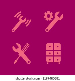 fix icon. fix vector icons set cabinet, wrench gear, wrench screwdriver and diagnostycs wrench
