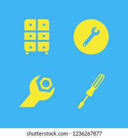 fix icon. fix vector icons set wrench gear, screwdriver, wrench and cabinet