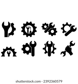 Korrigieren Sie den Vektorsatz des Symbols. Sammlung von Illustrationszeichen reparieren. Symbol für Service Center. Logo aktualisieren.