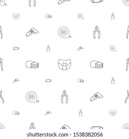 fix icons pattern seamless white background. Included editable line measure tape, children panties, pin, drill, bandage, pliers icons. fix icons for web and mobile.
