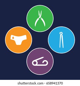 Fix icons set. set of 4 fix filled icons such as pin, children panties