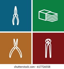 Fix icons set. set of 4 fix outline icons such as pliers