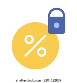 Fix interest rate flat icon. Fixed and high interest rate. Locked percentage sign. For business and payments. Vector Illustration.