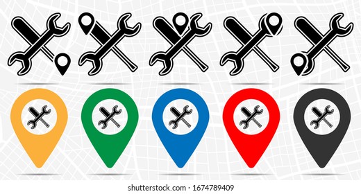 Fix, maintenance icon in location set. Simple glyph, flat illustration element of web design development theme icons