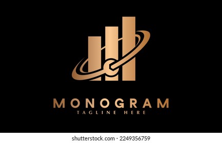 Fijar la plantilla de logotipo del vector del monograma abstracto del servicio de marketing