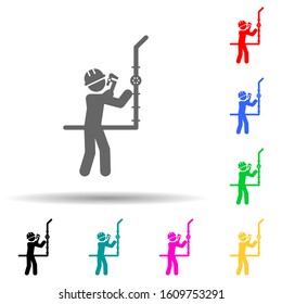 Fix, pipe worker multi color style icon. Simple glyph, flat vector of construction people icons for ui and ux, website or mobile application
