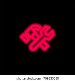 Fix red glowing neon ui ux icon. Glowing sign logo vector