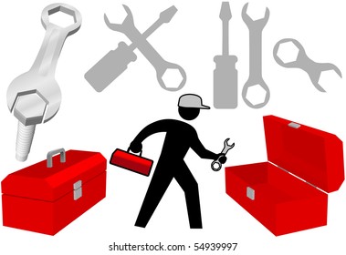 Arreglarlo en este conjunto de herramientas de reparación Cajas de herramientas de persona de trabajo.