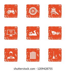 Fix the tree icons set. Grunge set of 9 fix the tree vector icons for web isolated on white background