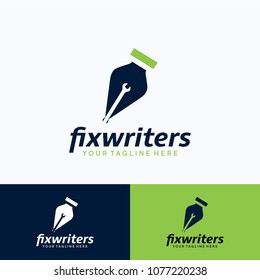 Fix Writers Logo Template Design. Creative Vector Emblem, for Icon or Design Concept.