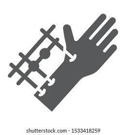 Fixation joints surgery glyph icon, medical and equipment, hand surgery sign, vector graphics, a solid pattern on a white background, eps 10.