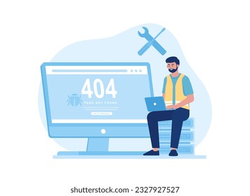 Fixed 404 errors trending concept flat illustration