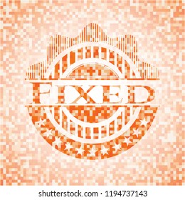 Fixed abstract orange mosaic emblem