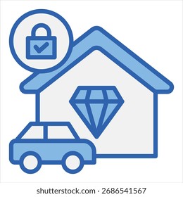Fixed Asset Blue White Single Icon Illustration
