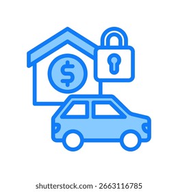 Icono de activo fijo Ilustración vectorial azul