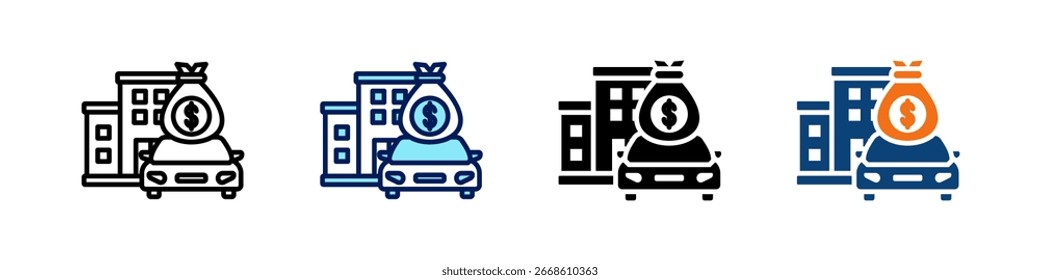 Feste Objekte alle in einem Symbol Multi Styles Vektorsatz