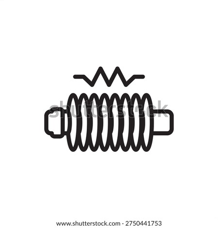 Fixed attenuator icon. A specialized electronic component design with a zig-zag resistance symbol. Ideal for electronic circuit schematics, RF signal attenuation diagrams, and technical projects.