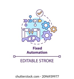 Fixed automation concept icon. Equipment configuration. Hardware abstract idea thin line illustration. Isolated outline drawing. Editable stroke. Roboto-Medium, Myriad Pro-Bold fonts used