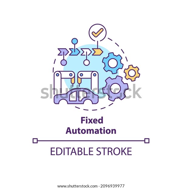 Fixed\
automation concept icon. Equipment configuration. Hardware abstract\
idea thin line illustration. Isolated outline drawing. Editable\
stroke. Roboto-Medium, Myriad Pro-Bold fonts\
used