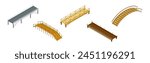 Fixed Bridge as Industrial Road Construction Isometric Vector Set