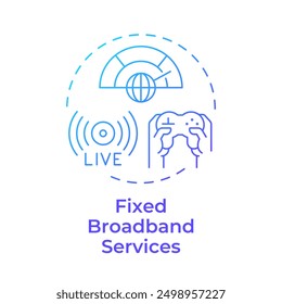 Fixed broadband services blue gradient concept icon. High-speed internet connection. Telecommunications. Round shape line illustration. Abstract idea. Graphic design. Easy to use in brochure