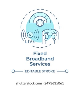 Fixed broadband services soft blue concept icon. High-speed internet connection. Telecommunications. Round shape line illustration. Abstract idea. Graphic design. Easy to use in brochure