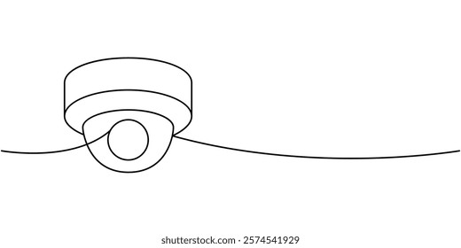 Fixed CCTV camera one line continuous drawing. Security surveillance system. Vector illustration