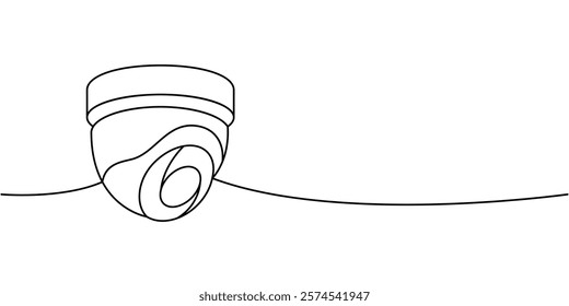 Fixed CCTV camera one line continuous drawing. Video surveillance. Vector illustration