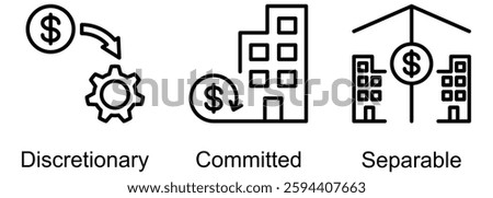 Fixed Cost banner web icon vector illustration of discretionary, committed, separable