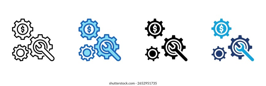 Ícone de custo fixo Ilustração de vetor com vários estilos