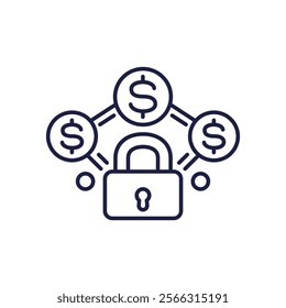 fixed cost line icon with a lock