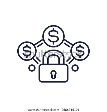 fixed cost line icon with a lock