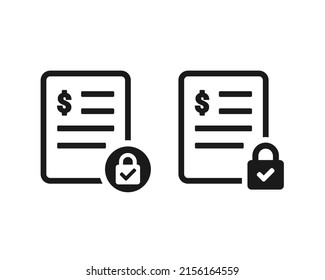 Fixed cost. Money payment with padlock icon. Vector illustration