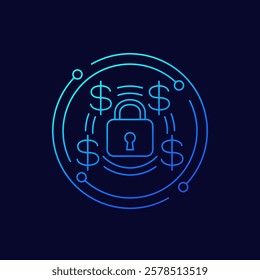 fixed cost or price icon with a lock, linear design