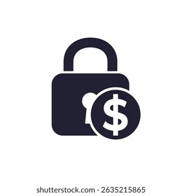 fixed costs icon with a lock and dollar on white