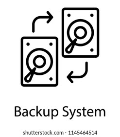 A fixed data storage device hard disk with arrows, data copy sign